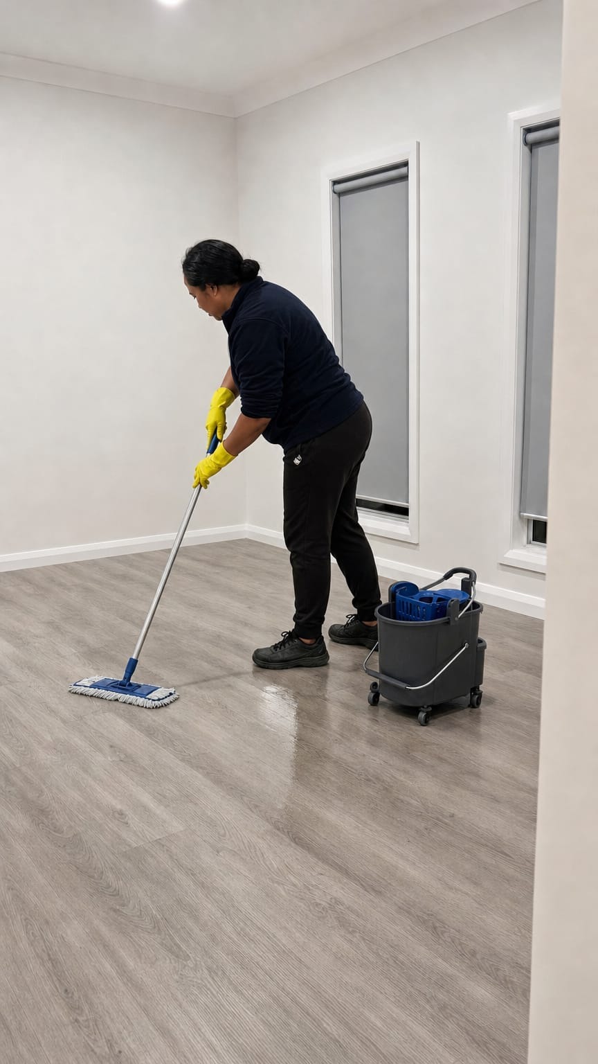 Vine Cleaning team member providing detailed residential cleaning for an NDIS client